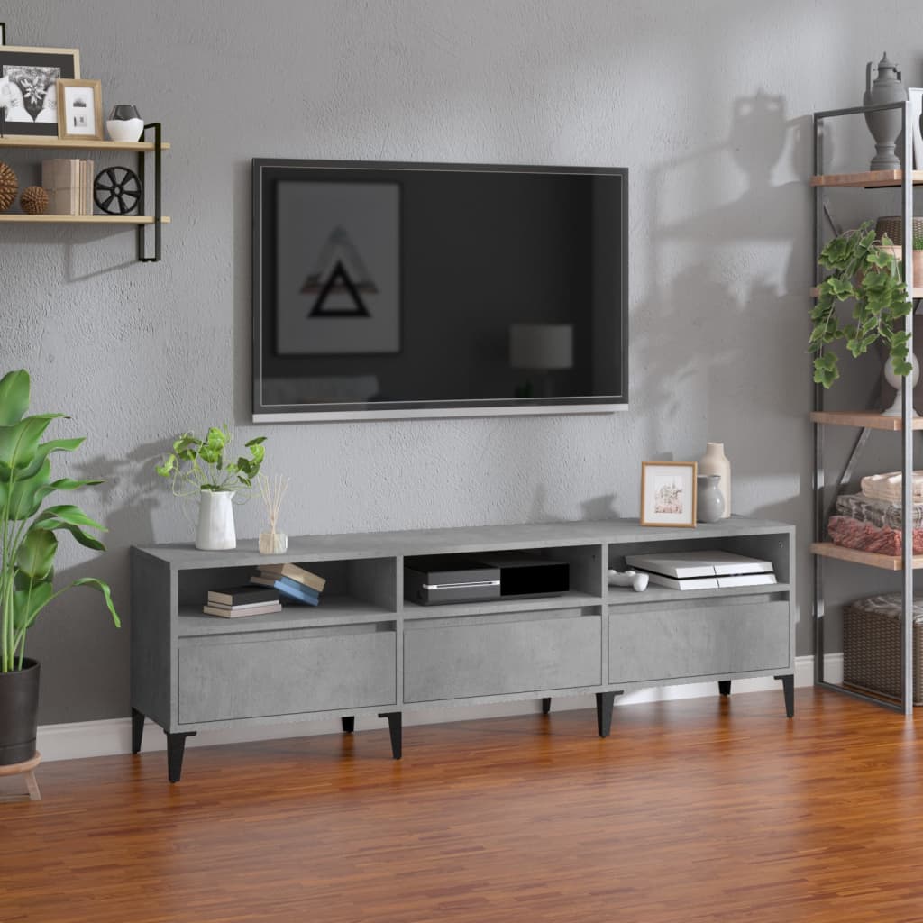 Vetonek Mueble de TV madera contrachapada gris hormigón 150x30x44,5 cm