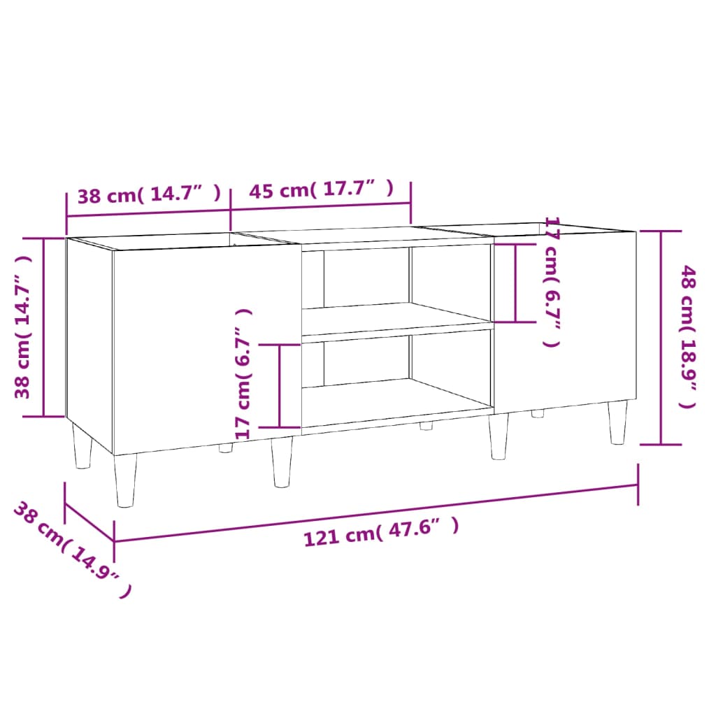 Mueble para discos madera blanco 121x38x48 cm vidaXL