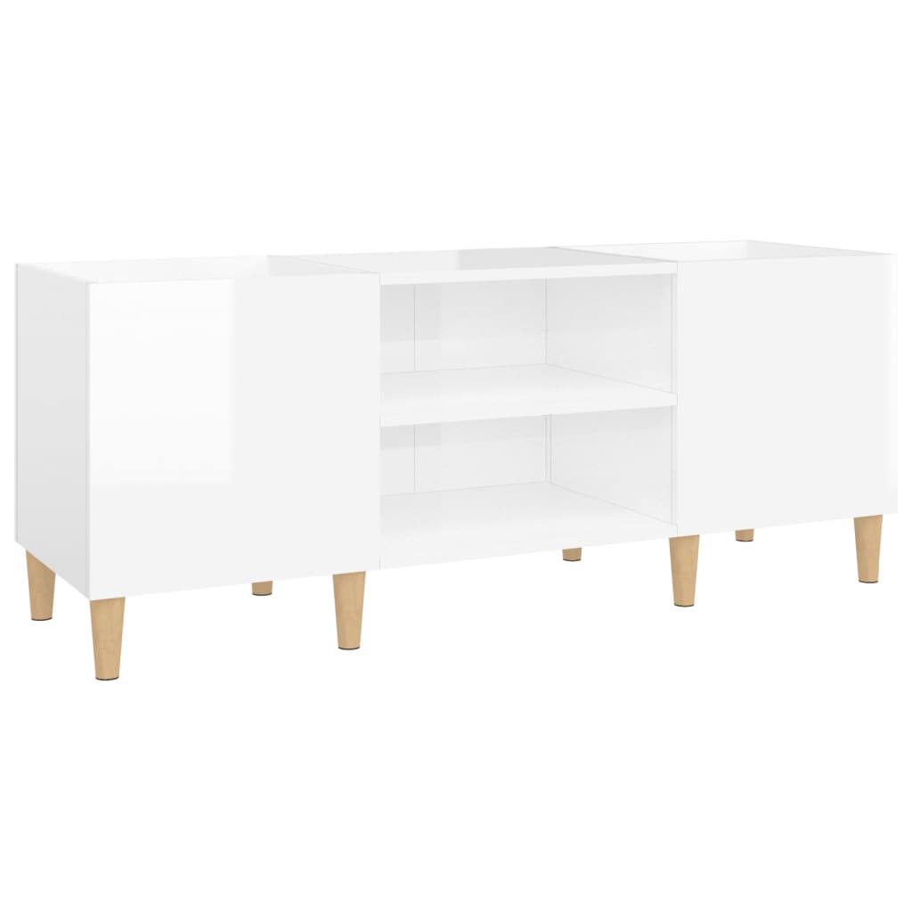 Mueble discos madera blanco brillo 121x38x48 cm vidaXL