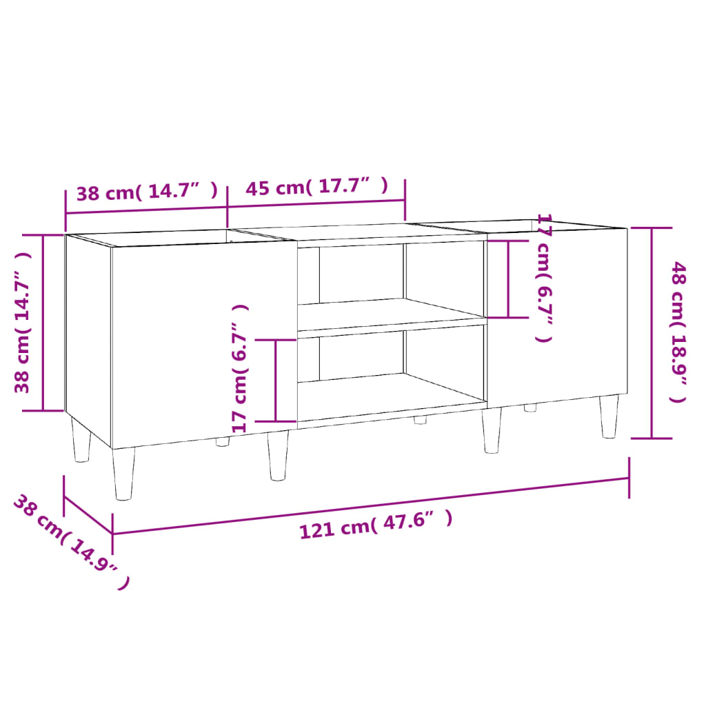 Nexus Grey Wood Furniture 121x38x48cm