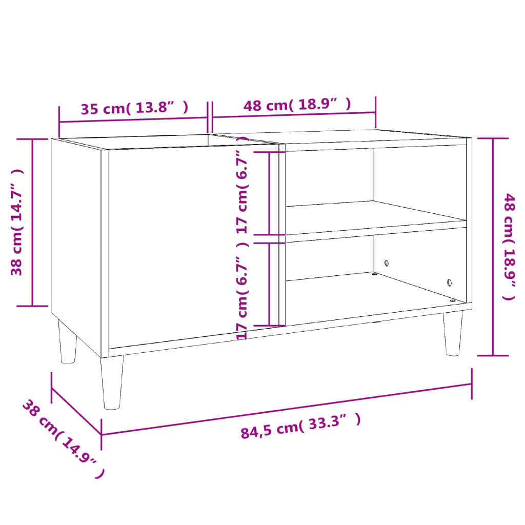 Mueble discos madera contrachapada roble sonoma 84,5x38x48 cm