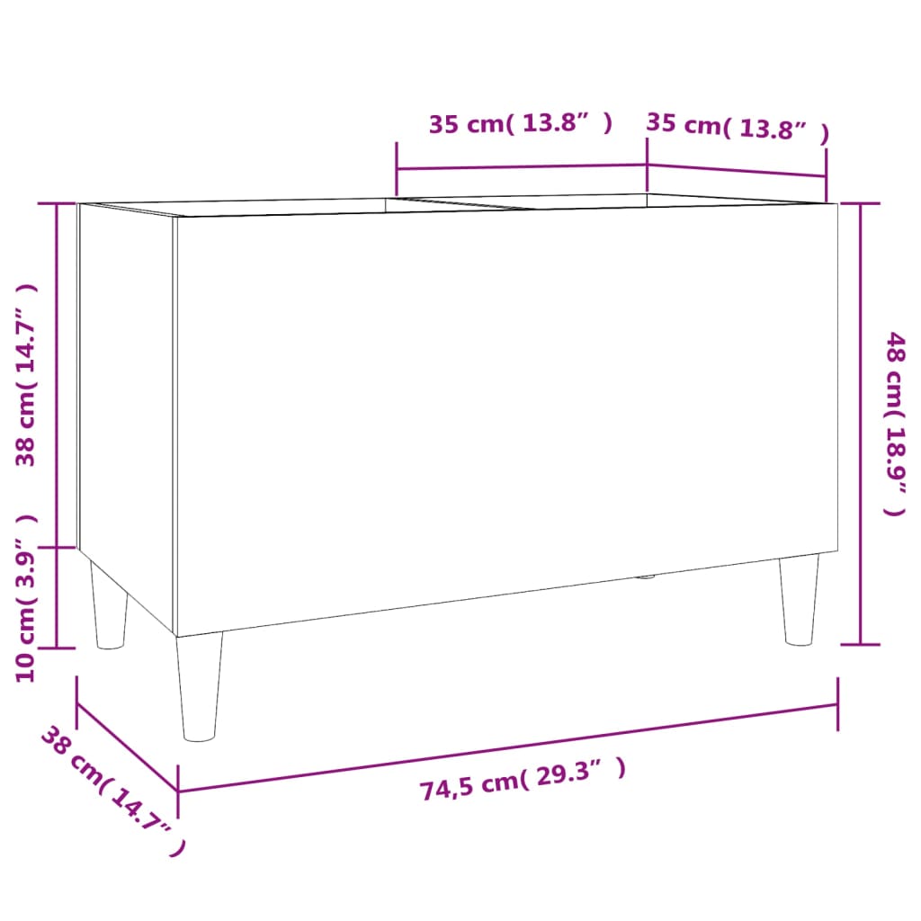 Mueble discos madera blanco brillo 74,5x38x48 cm vidaXL