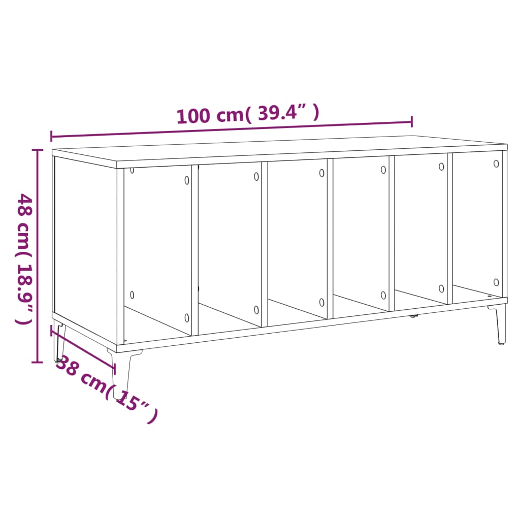 Mueble discos madera contrachapada roble Sonoma 100x38x48 cm