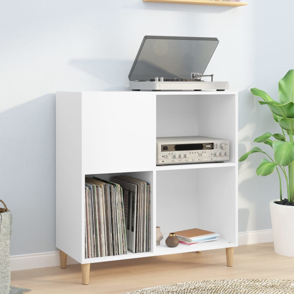 Vetonek Mueble para discos madera contrachapada blanco 84,5x38x89 cm