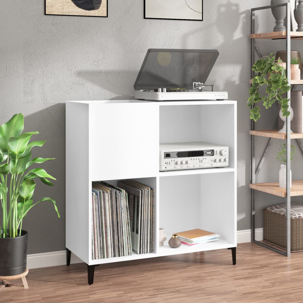 Vetonek Mueble para discos madera contrachapada blanco 84,5x38x89 cm