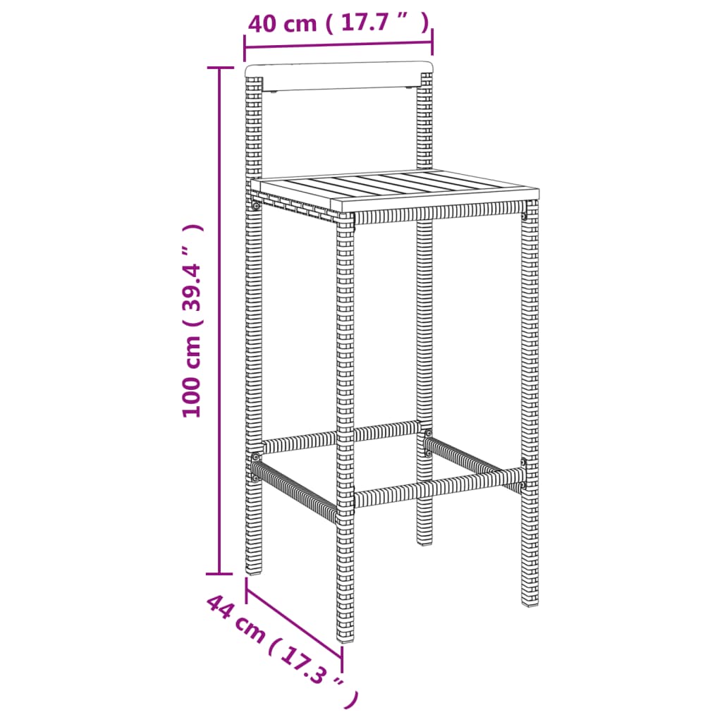 Tavolo e taburetes giardino 11 pcas legno e ratan pe nero