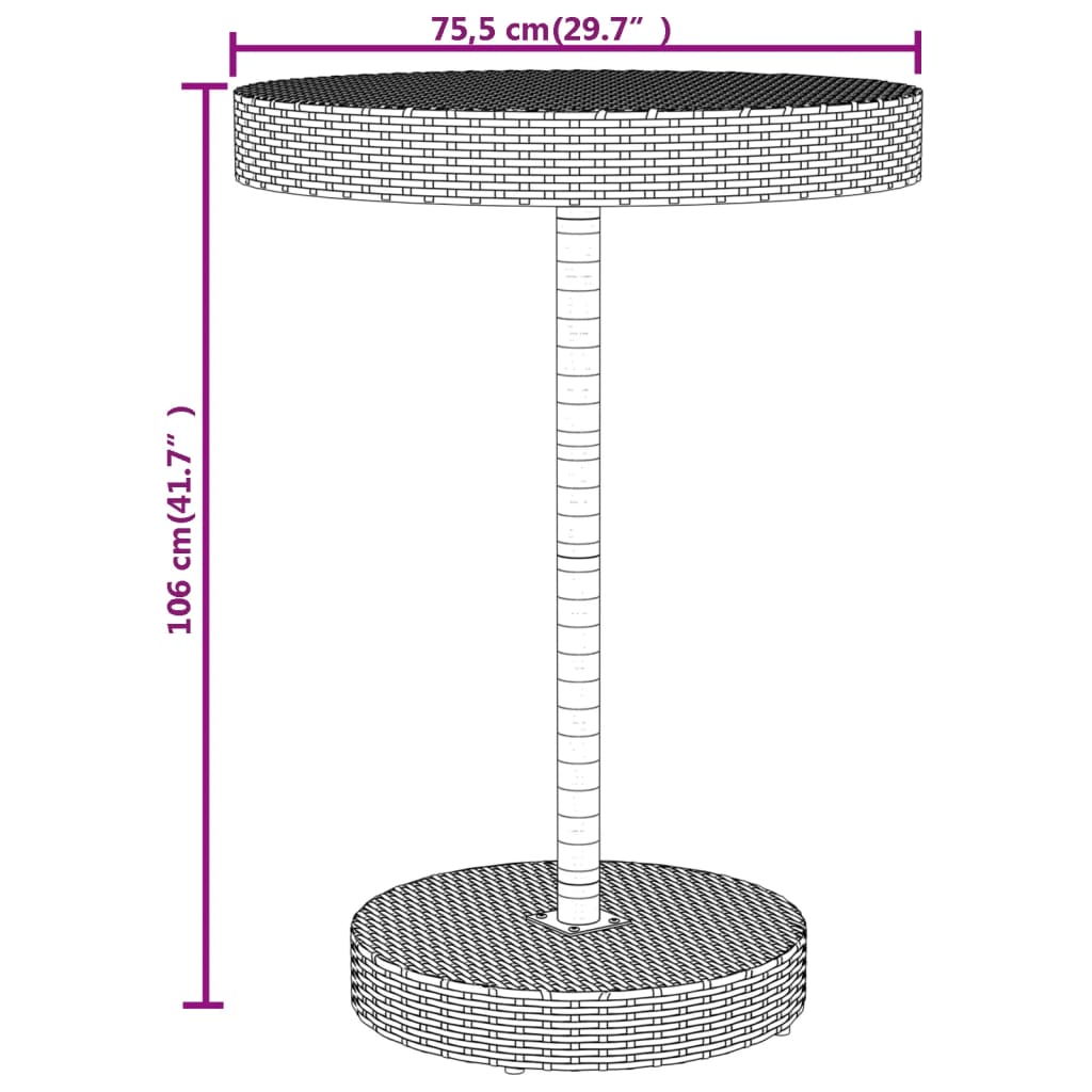 BAR TABLE AND TABURETES GARDEN 5 PCAS WOOD ACACIA RATÁN PE BLACK