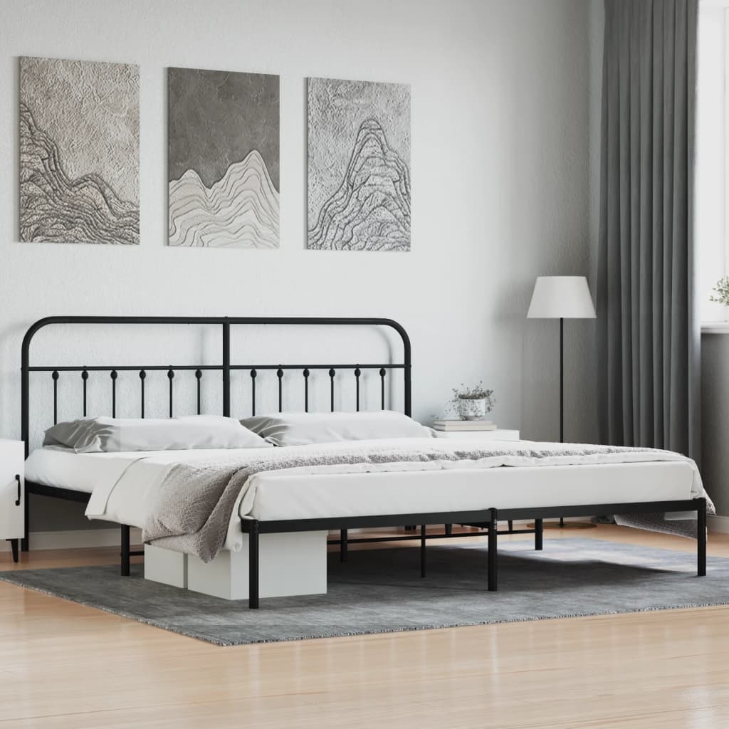 Vetonek Estructura cama sin colchón con cabecero metal negro 193x203 cm