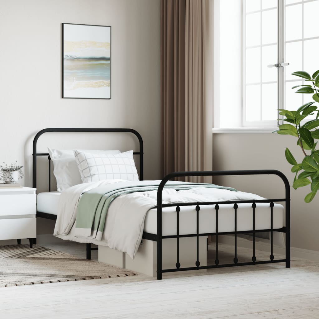 Vetonek Estructura cama sin colchón con estribo metal negro 107x203 cm