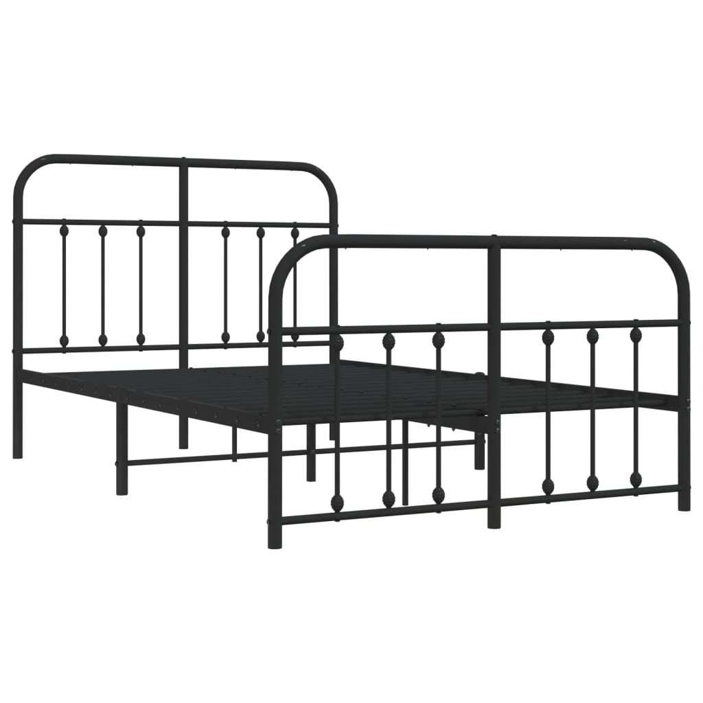 Cama sem cama de colchão com estribo de metal preto 120x190 cm