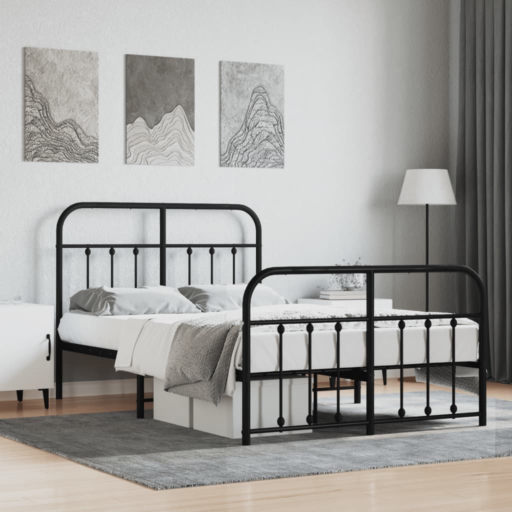 Vetonek Estructura cama sin colchón con estribo metal negro 120x190 cm