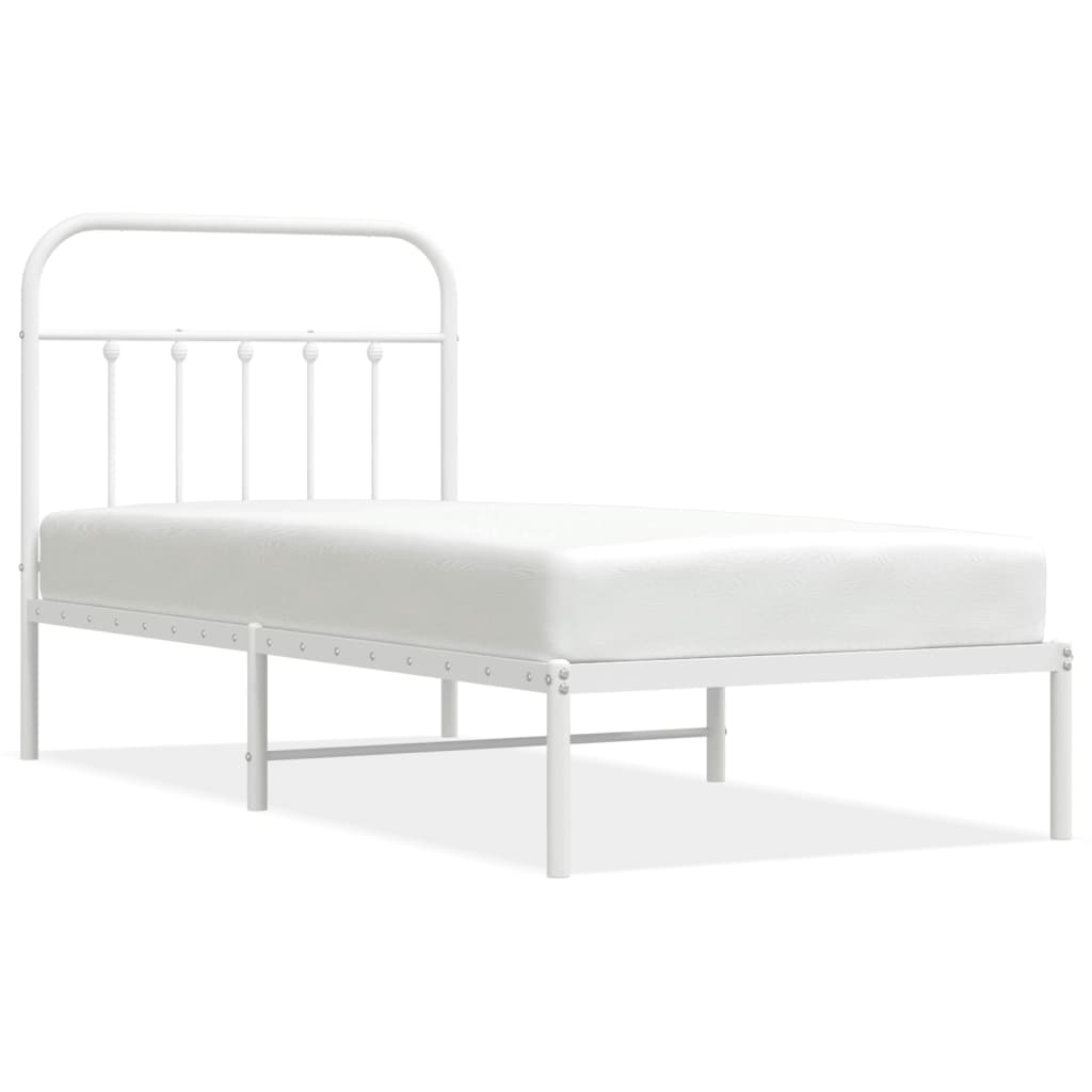 Estructura cama sin colchón con cabecero metal blanco 90x190 cm vidaXL