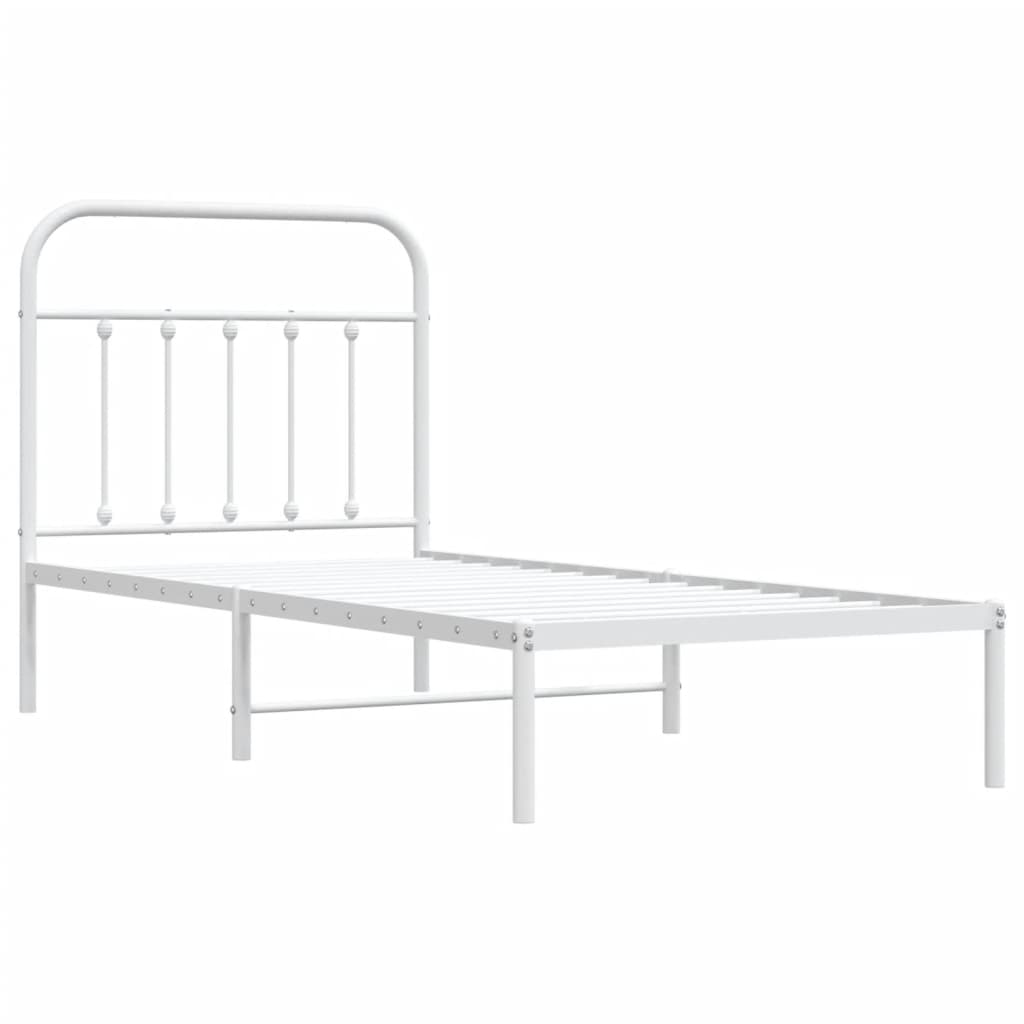 Estructura cama sin colchón con cabecero metal blanco 90x190 cm vidaXL