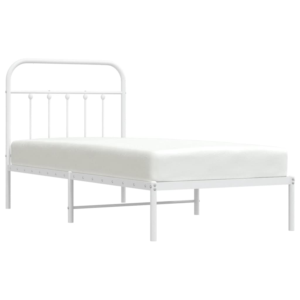 Estructura cama sin colchón con cabecero metal blanco 90x190 cm vidaXL