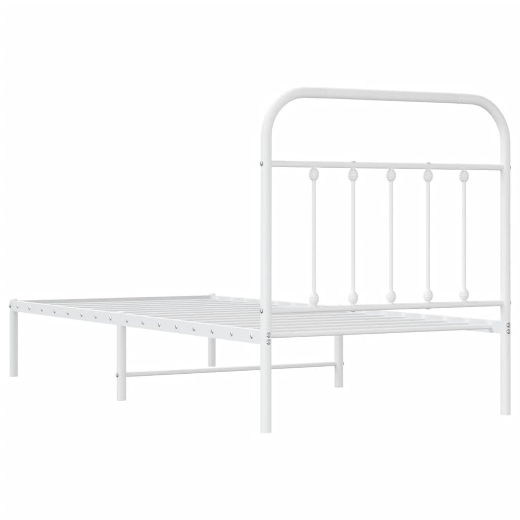 Estructura cama sin colchón con cabecero metal blanco 90x190 cm vidaXL