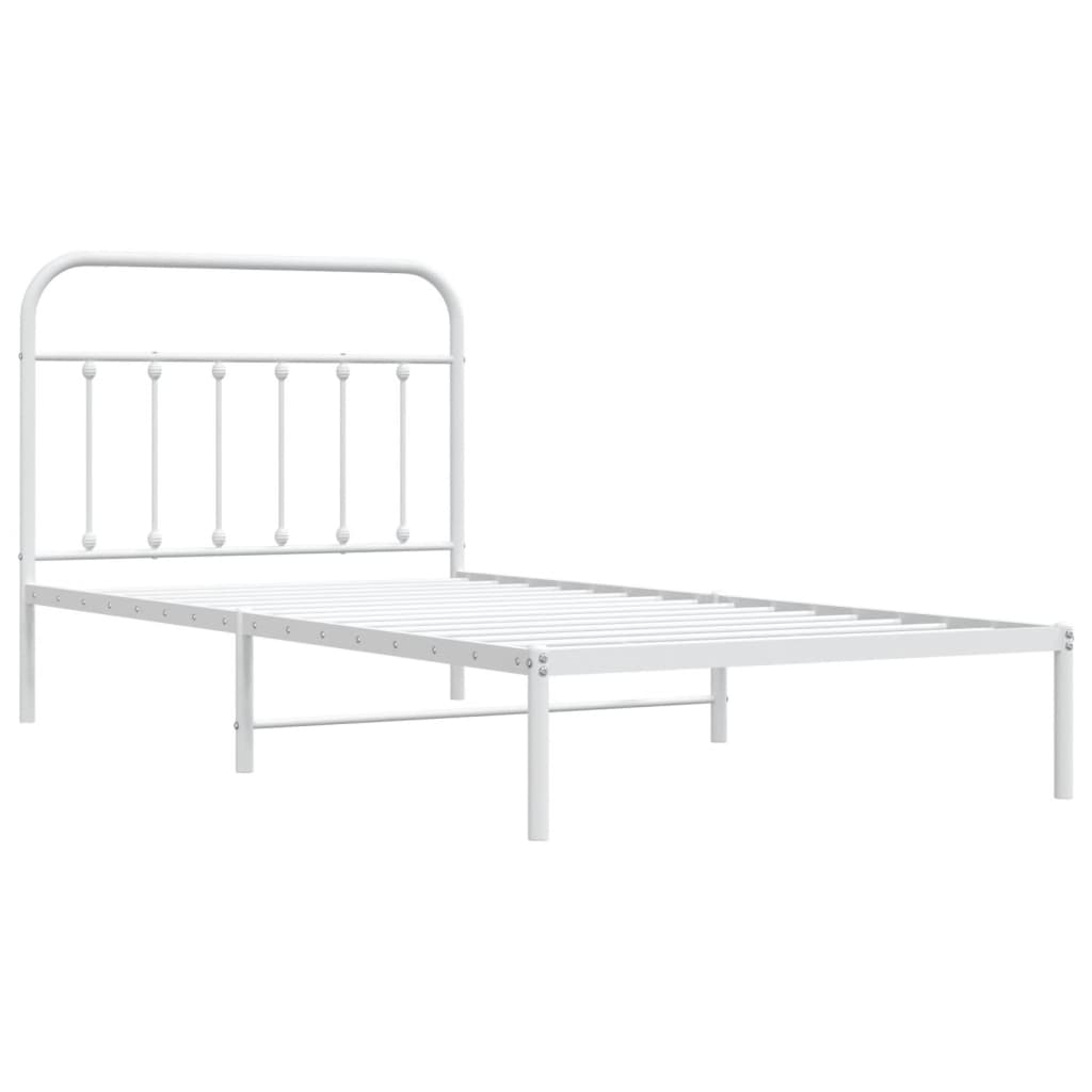 Letto senza materasso con testiera in metallo bianco 100x200cm