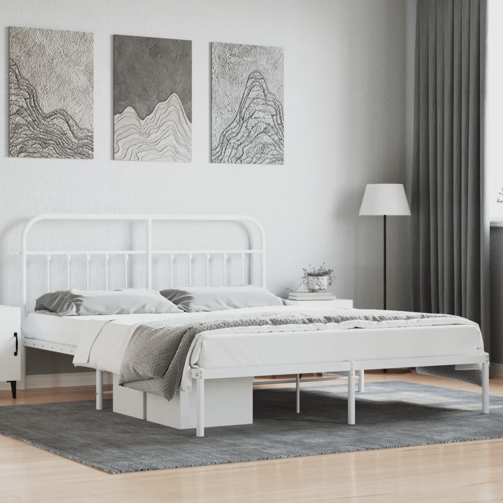 Vetonek Estructura cama sin colchón con cabecero metal blanco 183x213cm