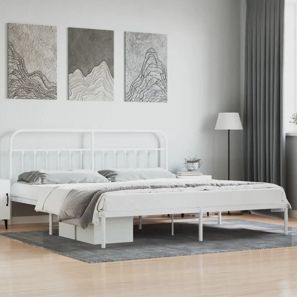 Vetonek Estructura cama sin colchón con cabecero metal blanco 193x203cm