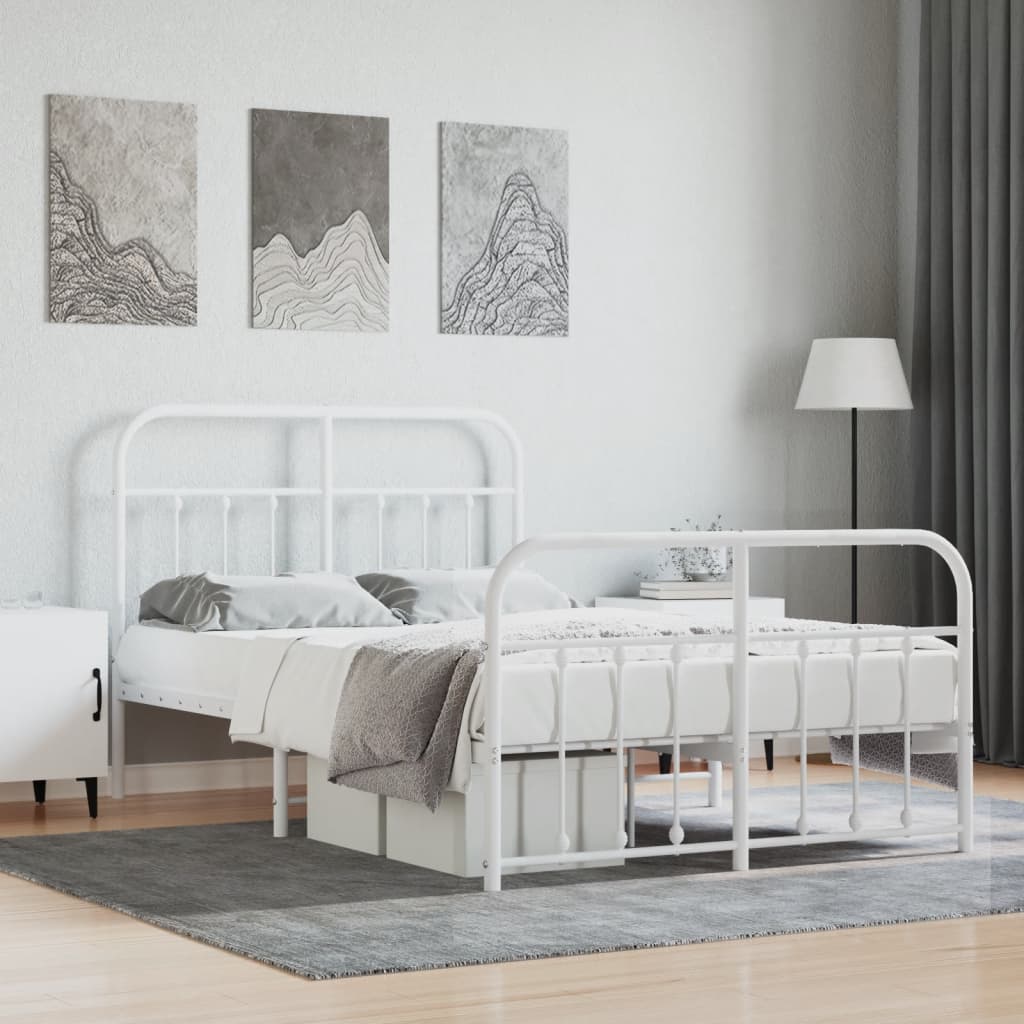 Vetonek Estructura cama sin colchón con estribo metal blanco 120x190 cm