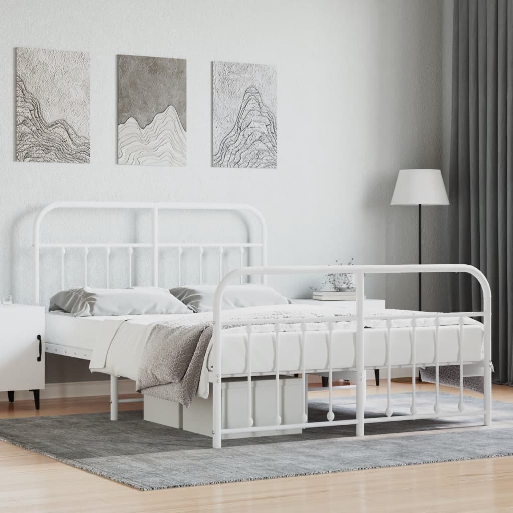 Vetonek Estructura cama sin colchón con estribo metal blanco 140x190 cm