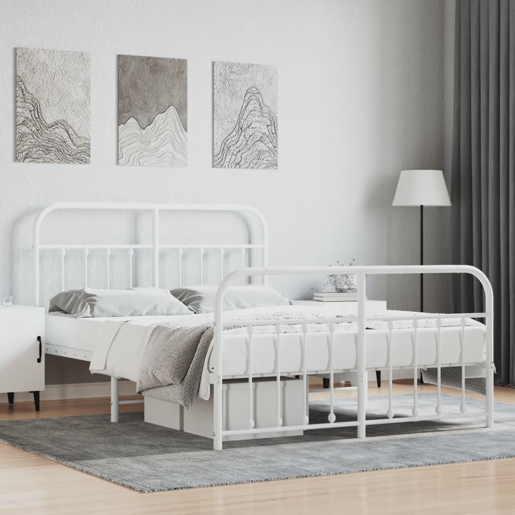 Vetonek Estructura cama sin colchón con estribo metal blanco 140x200 cm