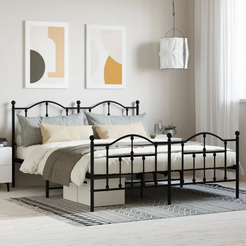 Vetonek Estructura cama sin colchón con estribo metal negro 183x213 cm