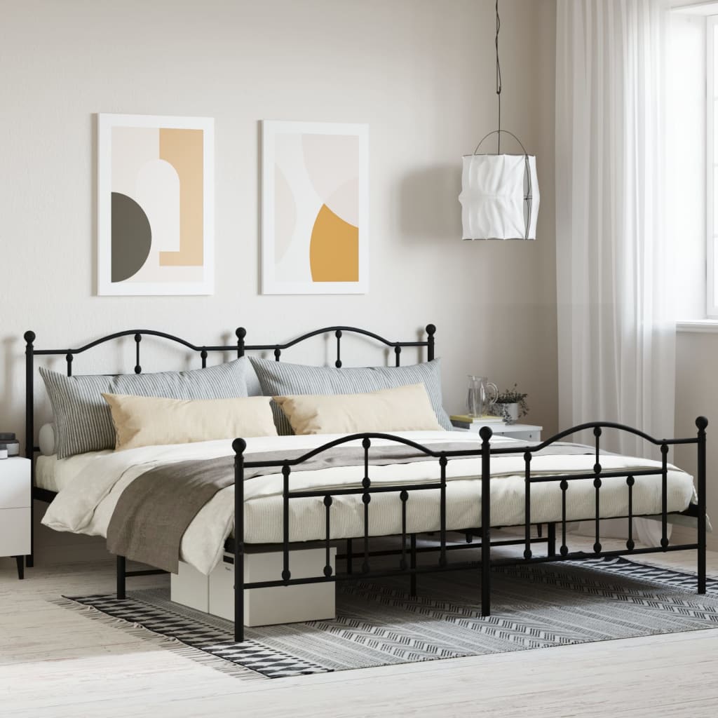 Vetonek Estructura cama sin colchón con estribo metal negro 193x203 cm