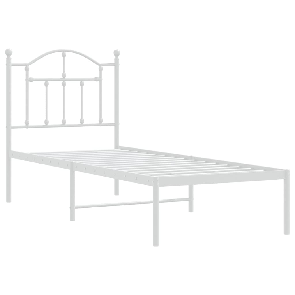 Estructura cama sin colchón con cabecero metal blanco 75x190 cm