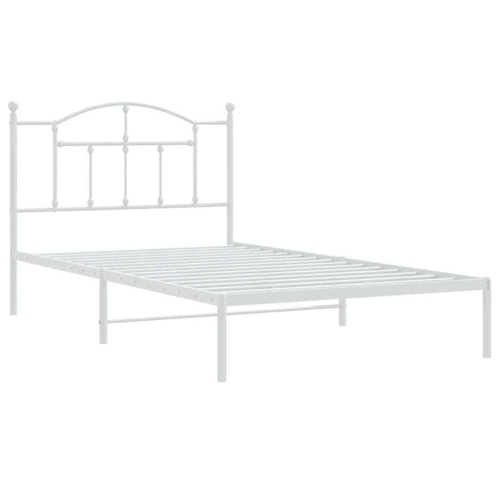 Llit sense matalàs amb capçal de metall blanc 107x203cm