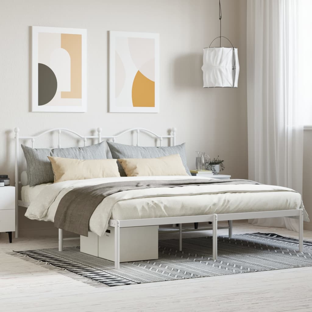 Vetonek Estructura cama sin colchón con cabecero metal blanco 183x213cm