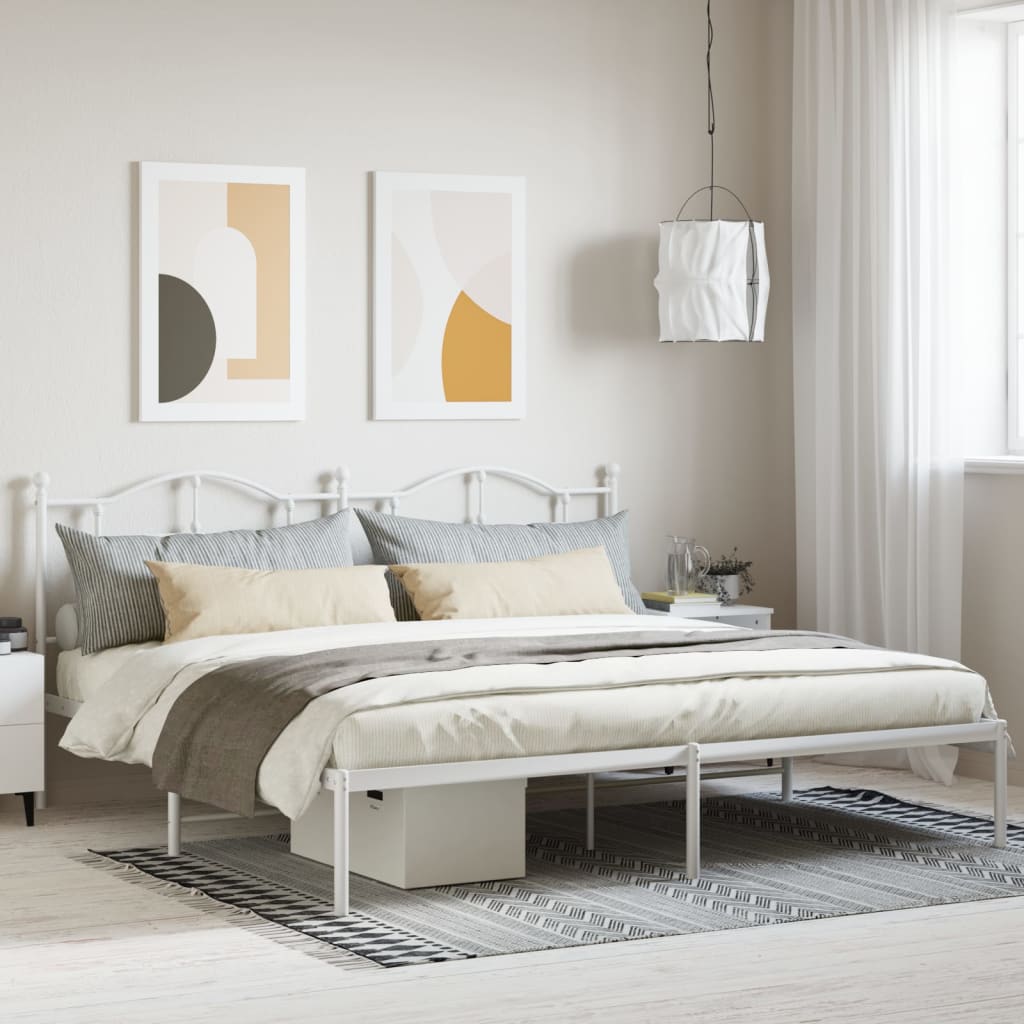 Vetonek Estructura cama sin colchón con cabecero metal blanco 193x203cm