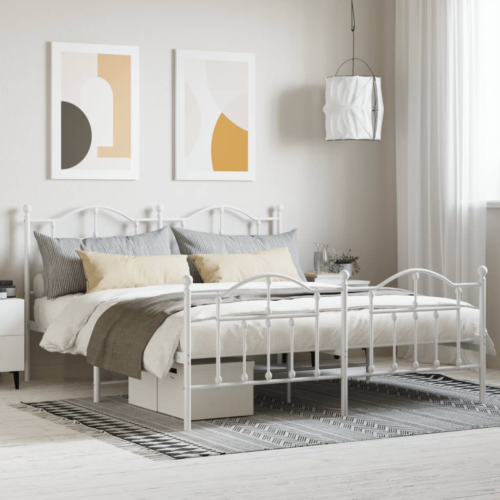 Vetonek Estructura cama sin colchón con estribo metal blanco 183x213 cm