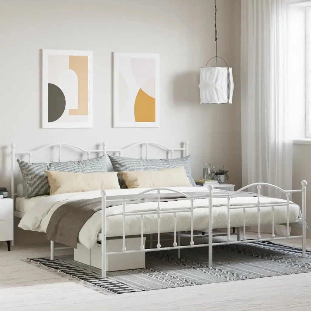 Vetonek Estructura cama sin colchón con estribo metal blanco 193x203 cm