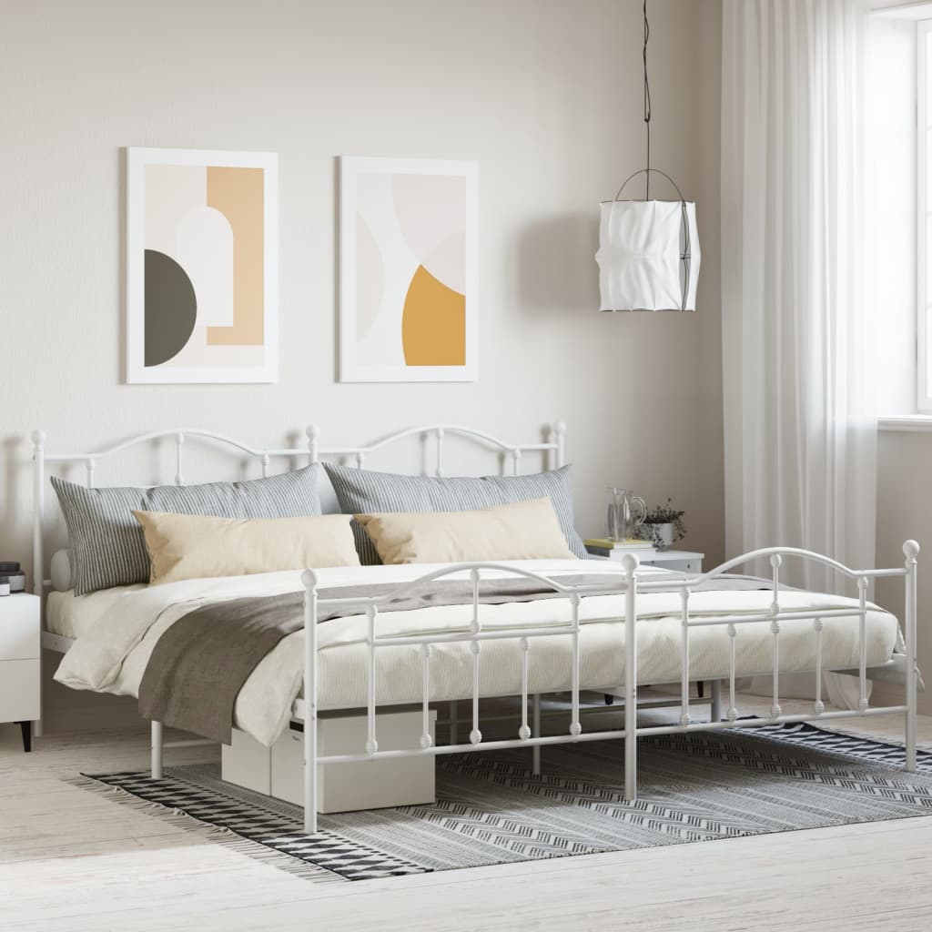 Vetonek Estructura cama sin colchón con estribo metal blanco 200x200 cm