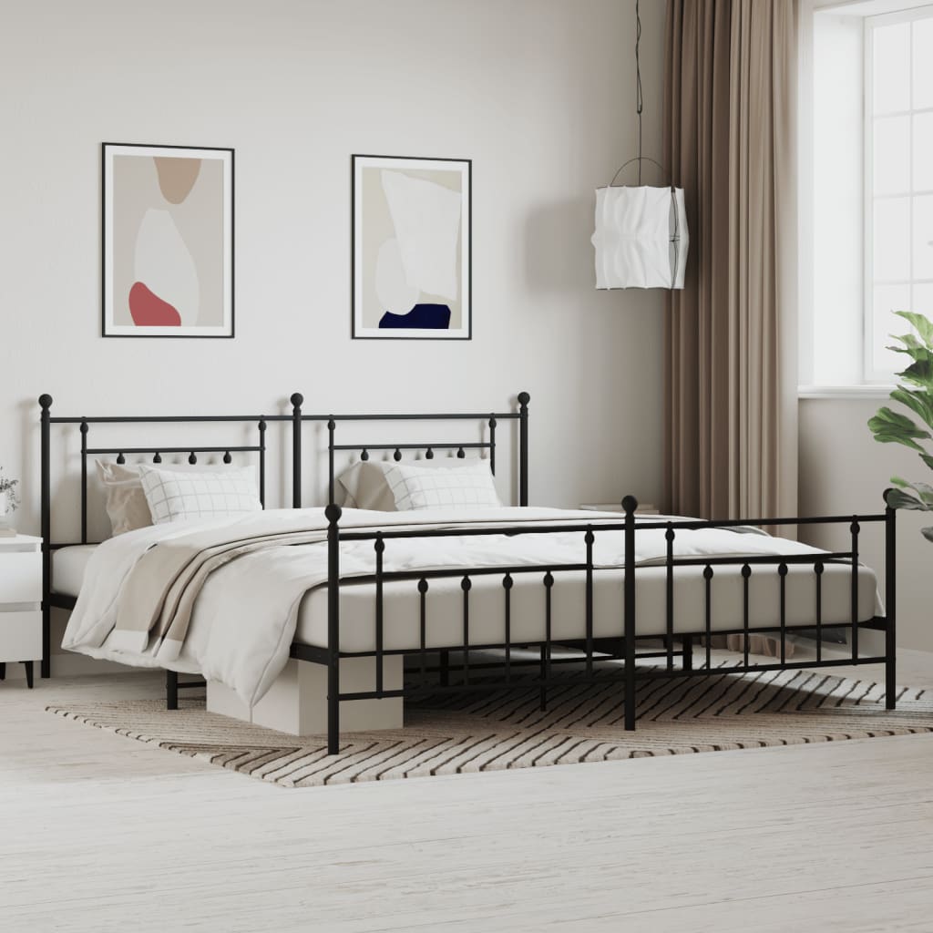 Vetonek Estructura cama sin colchón con estribo metal negro 193x203 cm