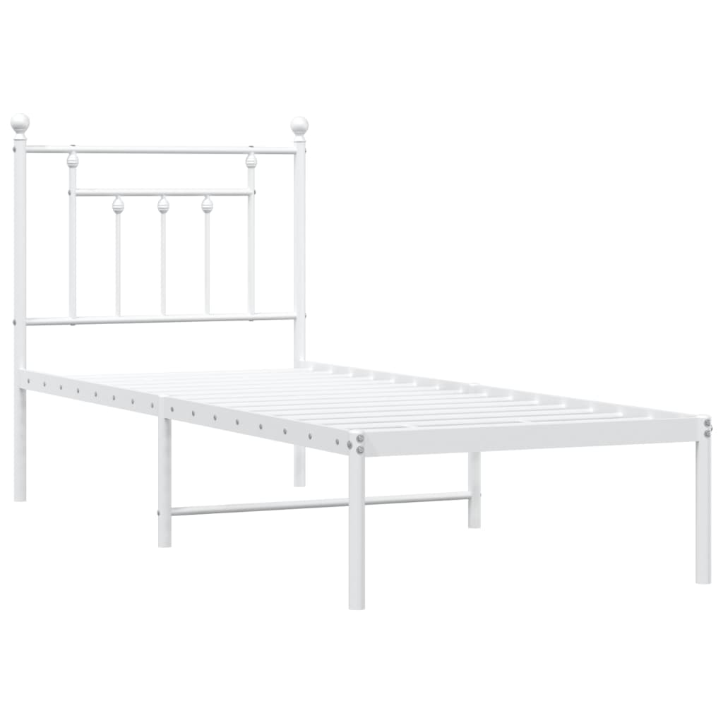 Estructura cama sin colchón con cabecero metal blanco 75x190 cm