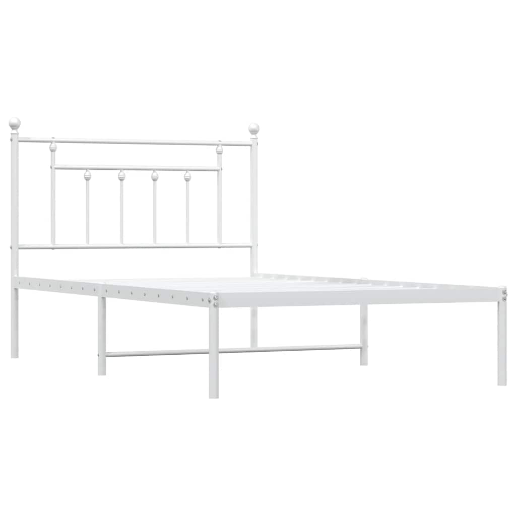 Letto senza materasso con testiera in metallo bianco 100x200cm