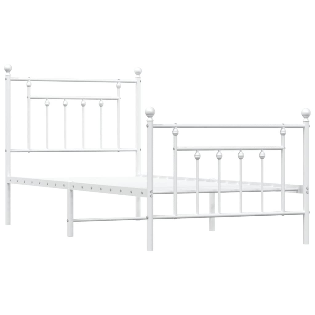 Bed without mattress with white metal stirrup 90x200 cm