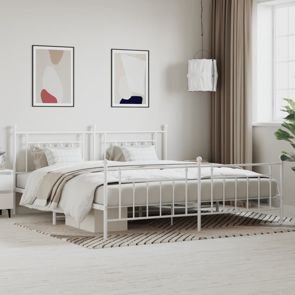 Vetonek Estructura cama sin colchón con estribo metal blanco 193x203 cm