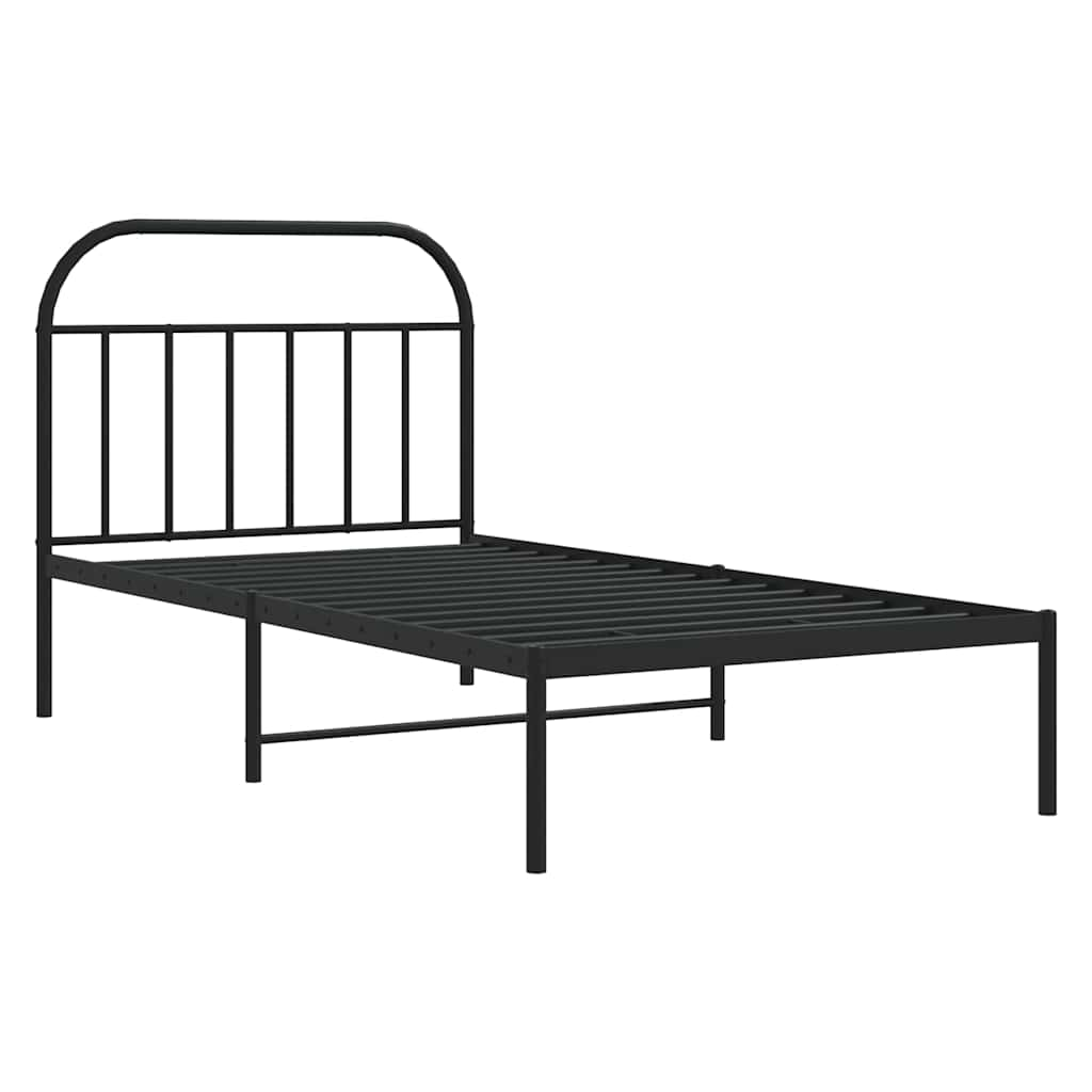 Estructura cama sin colchón con cabecero metal negro 100x200 cm