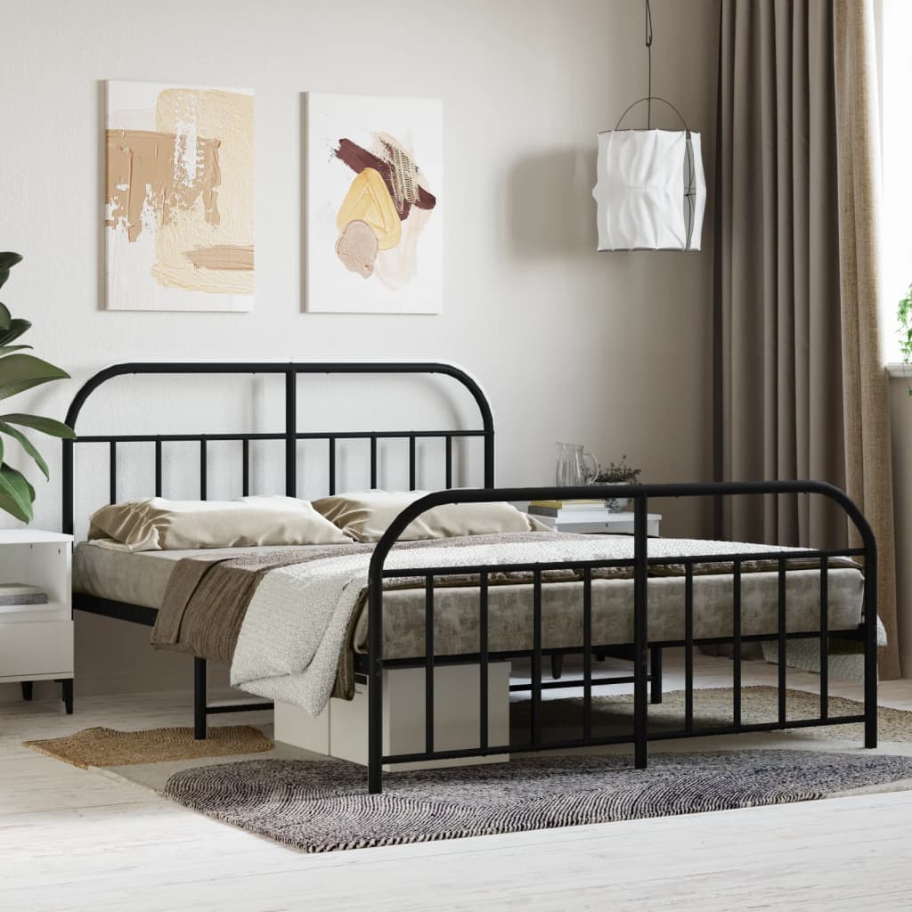 Vetonek Estructura cama sin colchón con estribo metal negro 135x190 cm