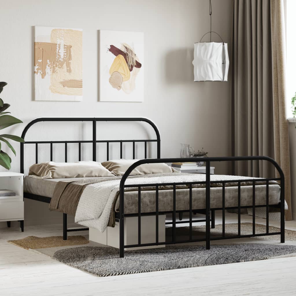 Vetonek Estructura cama sin colchón con estribo metal negro 140x190 cm