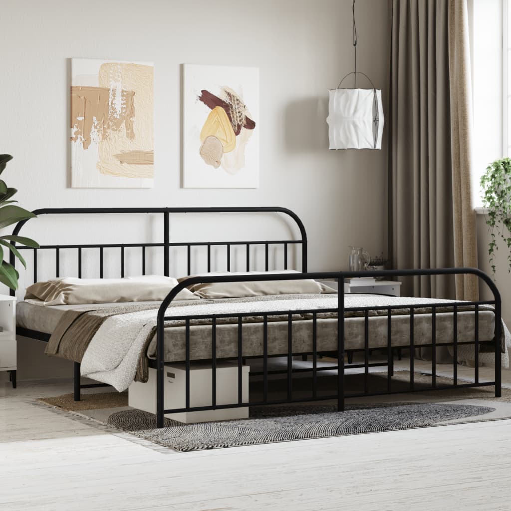 Vetonek Estructura cama sin colchón con estribo metal negro 200x200 cm