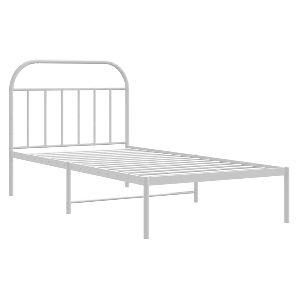 Letto senza materasso con testiera in metallo bianco 100x200cm