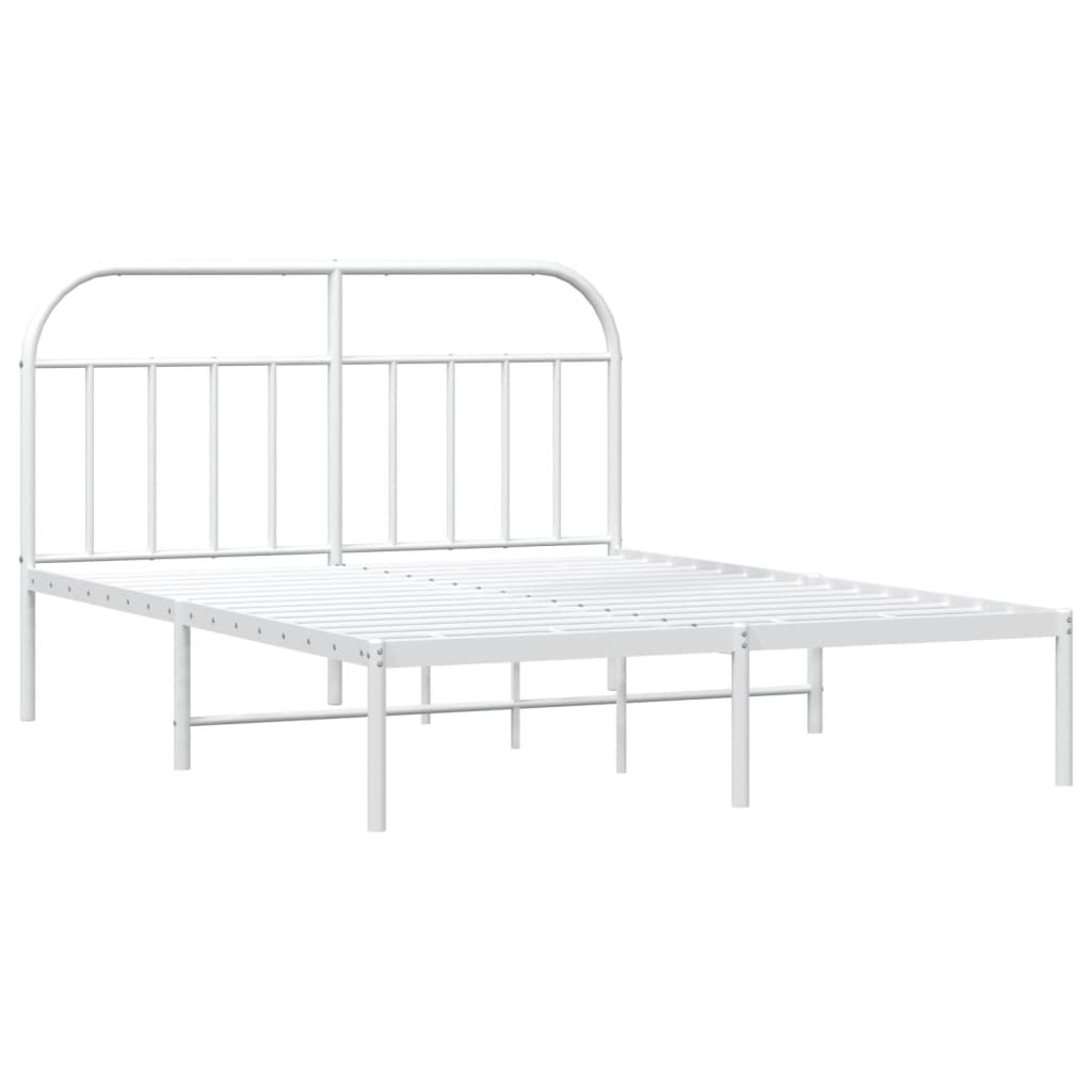 Cama sem colchão com cabeceira de metal branco 140x200cm