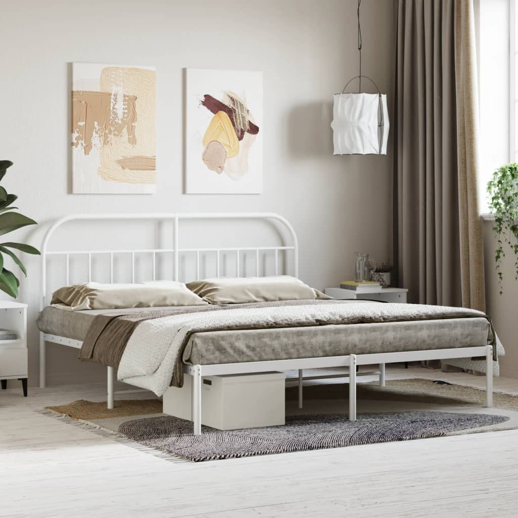 Vetonek Estructura cama sin colchón con cabecero metal blanco 183x213cm