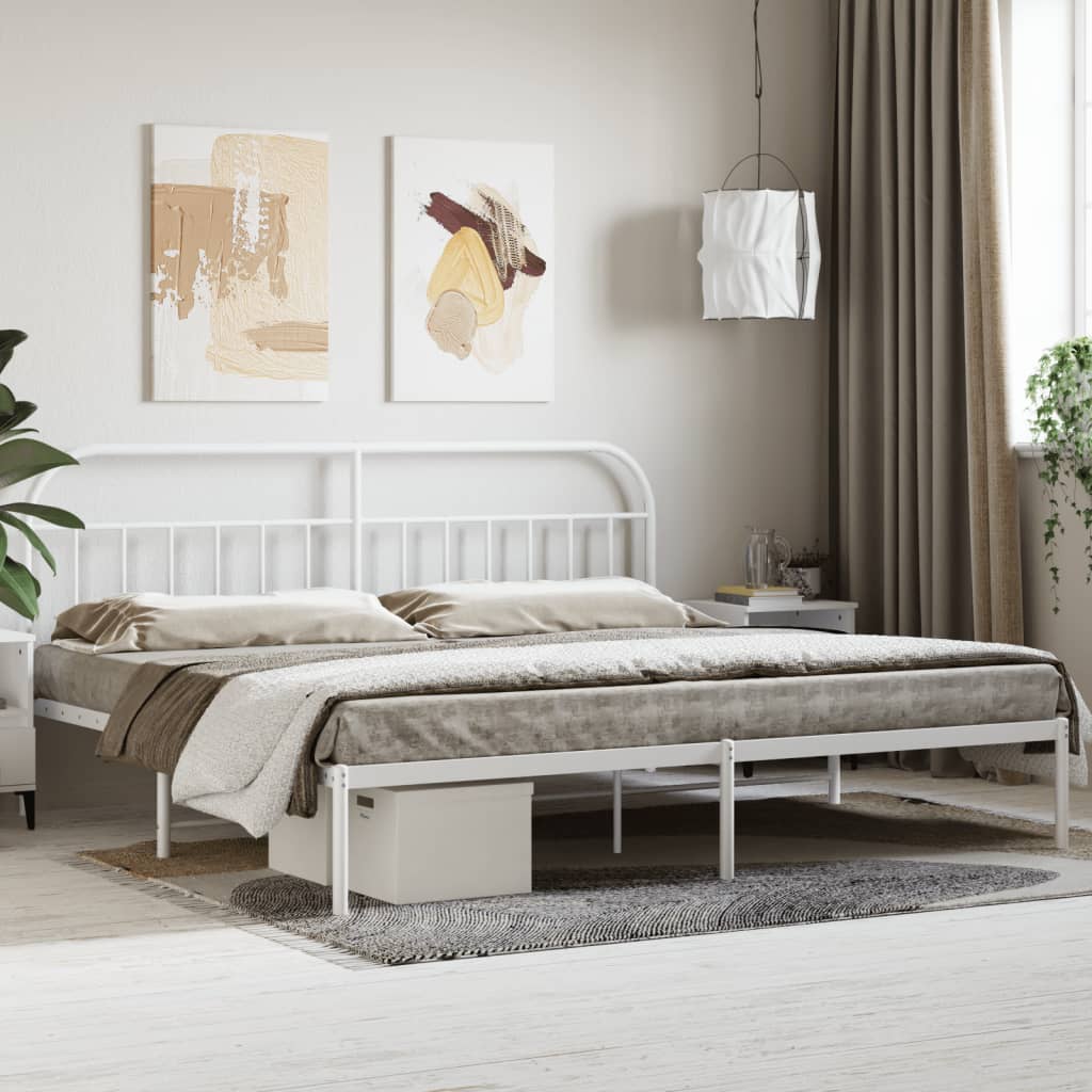 Vetonek Estructura cama sin colchón con cabecero metal blanco 193x203cm