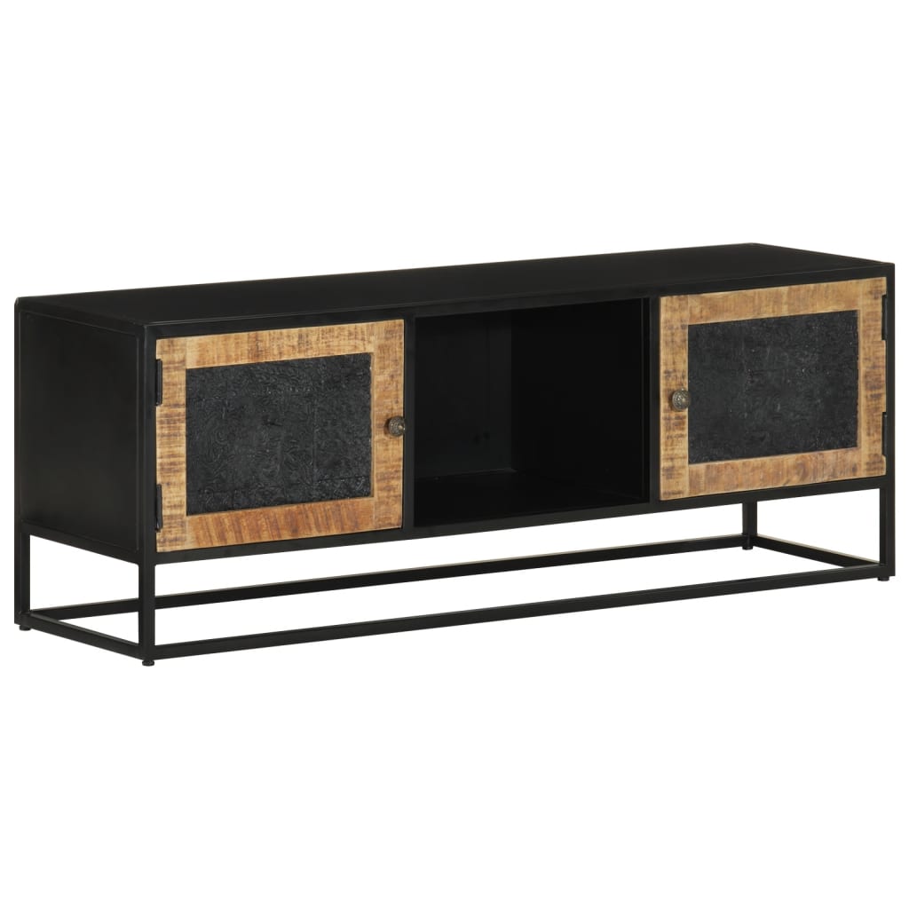 Vetonek Mueble de TV madera maciza de mango y hierro 110x30x40 cm