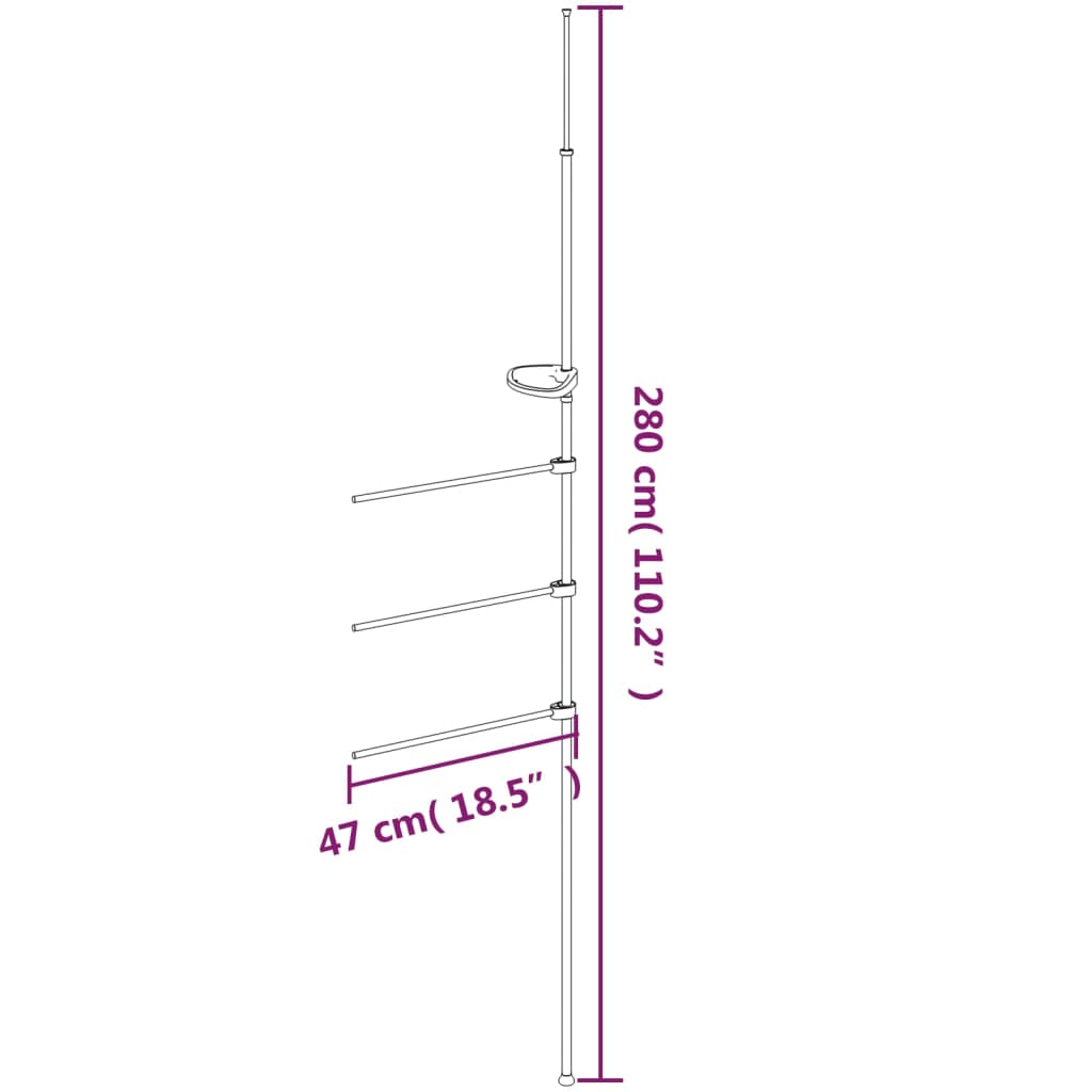 Toallero de aluminio 47x280 cm vidaXL