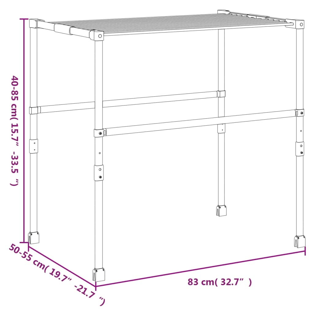 Tendedero de ropa aluminio 83x(50-55)x(40-85) cm vidaXL